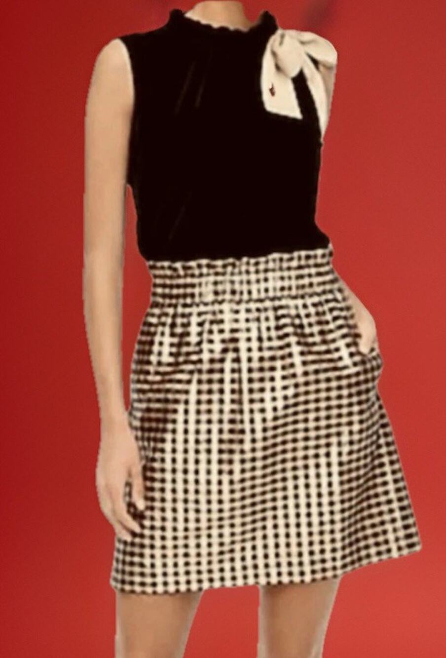 J Crew Gold Metallic Gingham Pull On Mini Skirt Sz M Glam Preppy